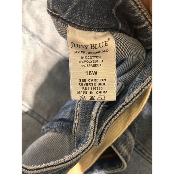 Judy Blue Denim Jogger Women’s Sz 16 Blue High Rise Stretch Fresh Bloom JB88948 - Picture 6 of 8